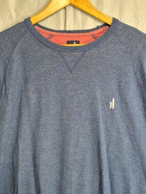 Johnnie-O Men Blue Heathered Raglan Sleeve Crew Neck Pullover Sweatshirt Size L